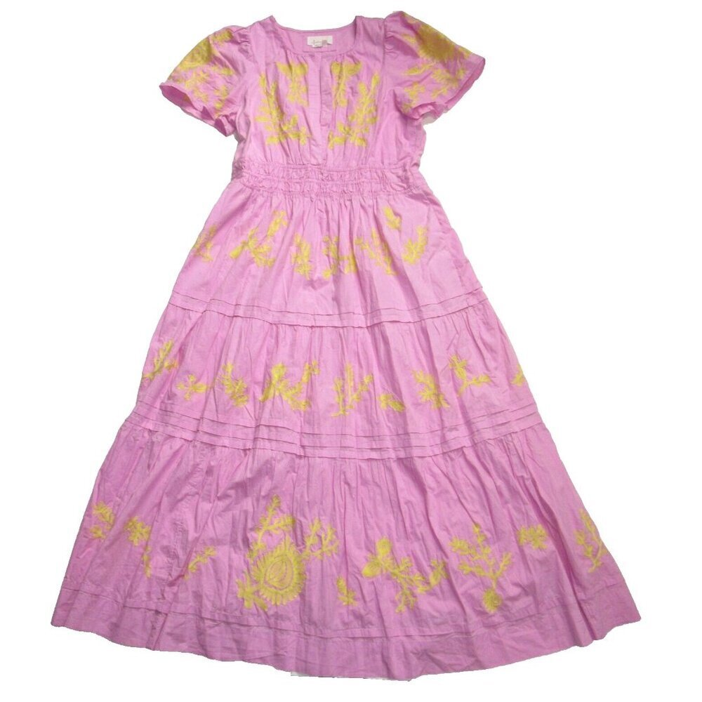 NWT Anthropologie Maeve Somerset Maxi in Pink Embroidered Edition Dress MP - Picture 6 of 11
